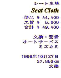 Information - Seat Cloth